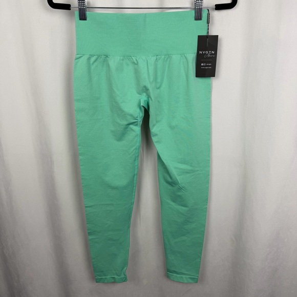 NVGTN NWT Bright Teal Green Seamless Leggings - Size Medium - Picture 4 of 11